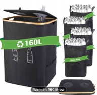 Kosz dwukomorowy na butelki, puszki zwrotne, kaucyjne, 160L, 4 worki