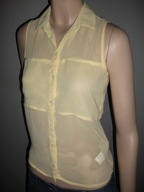 BERSHKA bluzka koszulowa szyfonowa żółta r. XS 34