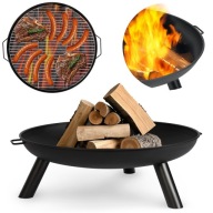 PALENISKO OGRODOWE 60cm Z UCHWYTAMI DUŻE SOLIDNE STALOWE OGNISKO GRILL