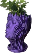 Doniczka Fioletowa Głowa z Motywem Roślinnym Druk 3D Dekoracja Artystyczna
