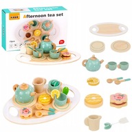 DREWNIANY ZESTAW EDUKACYJNY DO HERBATY SERWIS HERBACIANY DLA DZIECI PREZENT