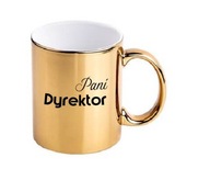 Złoty kubek z nadrukiem Pani Dyrektor urodziny na prezent do kawy