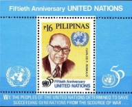 Filipiny 1995 Znaczki Blok 88 ** 50 lat ONZ dyplomacja