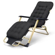 LEŻAK OGRODOWY DC01-GD-BK PLAŻOWY PODUSZKA ROZKŁADANY CZARNY IdealGarden