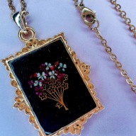 Naszyjnik z suszonymi kwiatami łańcuszek 55 cm powłoka jonowa | rękodzieło