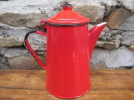 Stary DUŻY Emaliowany dzbanek z Pokrywką_2 L_OLKUSZ PRL