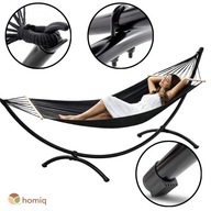 HAMAK ZE STELAŻEM OGRODOWY HUŚTAWKA DUŻY CZARNY SOLIDNY Z DRĄŻKIEM OGRÓD