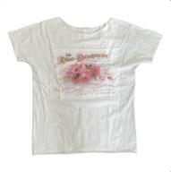 Koszulka damska t-shirt krótki rękaw biała nadruk kwiaty napisy S/M