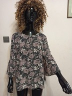 LAURA ASHLEY BLUZKA swobodna rękaw z falbaną 40/42