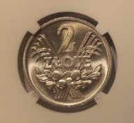 2 ZŁ ZŁOTE 1974 JAGODY - GRADING NGC MS 66 - PIĘKNA