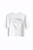 Biały bawełniany top z wycięciem na biuście Monki, S, krótki luźny fason