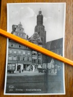 Wrocław Rynek Pierzeje Auta Szyldy Kościół Św. Elżbiety foto 1934 rok