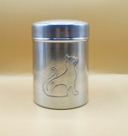 PUSZKA Z KOTEK aluminiowa STARA śliczna 14 cm