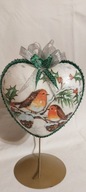 Bombka serce ręcznie zdobiona 15 CM decoupage SD11