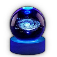 Lampka Nocna LED z GALAKTYKĄ 3D Kryształowa Kula Prezent dla Dziecka