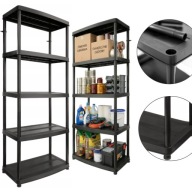 REGAŁ MAGAZYNOWY PLASTIKOWY 180X74X40 250KG GARAŻ PIWNICA 5 PÓŁEK CZARNY
