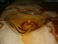 BURSZTYNOWA MIODOWA DUŻA MISA SZKŁO LATA 5O TE UK