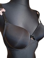Gładki czarny biustonosz stanik push-up r. 75B
