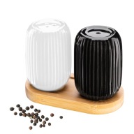 Komplet przyprawników solniczka pieprzniczka z bambusem OSBORN biało-czarny