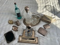 Piękne stare w srebrze bibeloty do Gabinetu , pokoju z antykami na biurko .