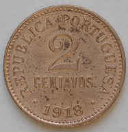 Portugalia 2 centavos 1918 - stan menniczy