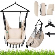FOTEL WISZĄCY BRAZYLIJSKI HAMAK KOKON HUŚTAWKA OGRÓD 2 Poduszki + MOCOWANIE