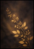 A2 PLAKAT OBRAZ DO SALONU SYPIALNI, PLAKAT ZŁOTE LIŚCIE ROŚLINA ZŁOTO CZERŃ