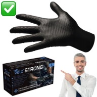 ZESTAW RĘKAWICZEK JEDNORAZOWYCH 50szt. BEZPUDROWE CZARNE WYTRZYMAŁE | VELO