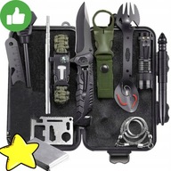 ZESTAW SURVIVALOWY 32w1 WOJSKOWY RATUNKOWY NÓŻ KRZESIWO KOMPAS ETUI