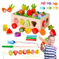 GRA ZRĘCZNOŚCIOWA SORTER DREWNIANY MARCHEWKOWY OGRÓD KOSTKA EDUKACYJNA