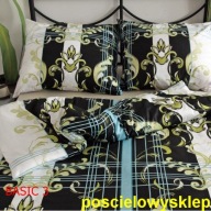 pościel z satyny 160x200 + 2x70x80 zamek S 17948-2 beż błękit pas A-pol