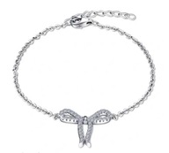 925 ze srebra rodowana Bransoletka Kokardka Krysz. Swarovski pudełko