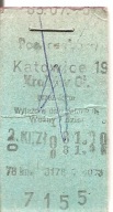 BILET KOLEJOWY -KATOWICE -KRAKÓW GŁ -osobowy -1985 rok