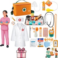 Walizka lekarska dla dzieci dużo el Drewniany zestaw lekarza- RÓZWÓJ UMYSŁU