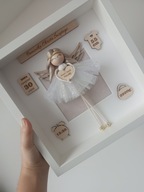Pamiątka matryczka chrzest grawer personalizowany anioł stróż makrama