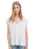 Z A R A biała bluzka babydoll oversize luźna baskinka falbanka pudełkowa M