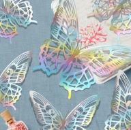 Motyle 3D Naklejki Duże Ażurowe Mieniące Kolorowe Witraże Kostki 12 szt