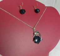 Noc Kairu, wisiorek z delfinem i kolczyki, zestaw w srebrze