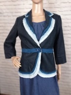 Edina Ronay granatowy żakiet 100% len roz. M