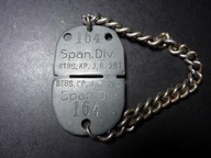 Nieśmiertelnik Hiszpańskiego Wolontariusza DIVISION AZUL SPAN. DIV J.R 263