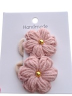 Mini gumki do włosów szydełkowe kwiatki handmade 2 szt.