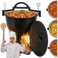 KOCIOŁEK ŻELIWNY EMALIOWANY 10L KAMINER GARNEK OGNISKO NÓŻKI + SZCZOTKA