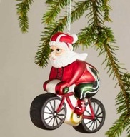 Bombka mikołaj na rowerze dla rowerzysty cyklistów szklana rower na prezent