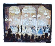 Elsa Sturm-Lindner – Scena balowa z tancerką – olej na płótnie, sygnowany