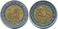 Meksyk 5 Pesos - 1992r Bimetal ... Monety