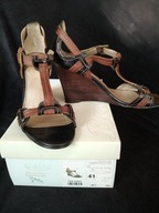 Sandały Bata na koturnie skóra roz. 41 paski odkryte palce