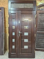 DRZWI Zewnętrzne Drewniane Dwuskrzydłowe Naświetle Wejściowe 119x249cm