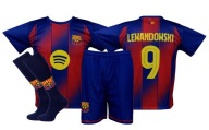 LEWANDOWSKI BARCELONA strój piłkarski koszulka spodenki + getry rozmiar 152