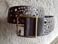 szeroki pasek, pas z oczkami,imitujący skórę~106cm/atrakcyjna cena/