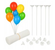 Patyczki i koszyczki do balonów 100 szt nowe białe zestaw na urodziny